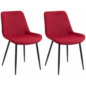 2er Set Esszimmersthle HLO-CP19 Samt ~ rot
