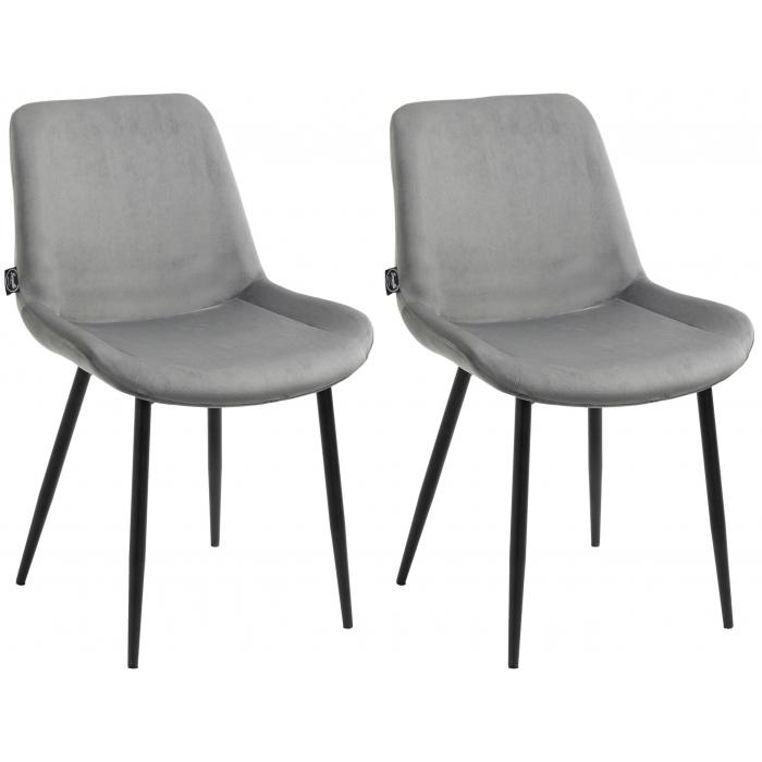 2er Set Esszimmersthle HLO-CP19 Samt ~ grau