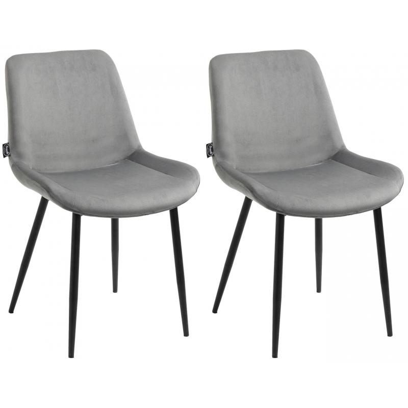 2er Set Esszimmersthle HLO-CP19 Samt ~ grau