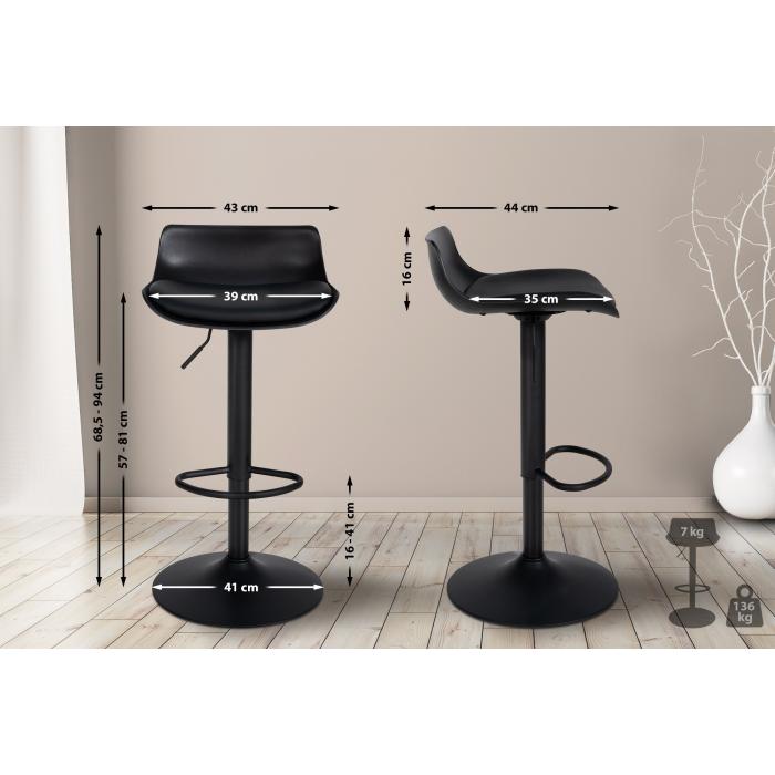 Barhocker HLO-CP238 Kunstleder ~ schwarz
