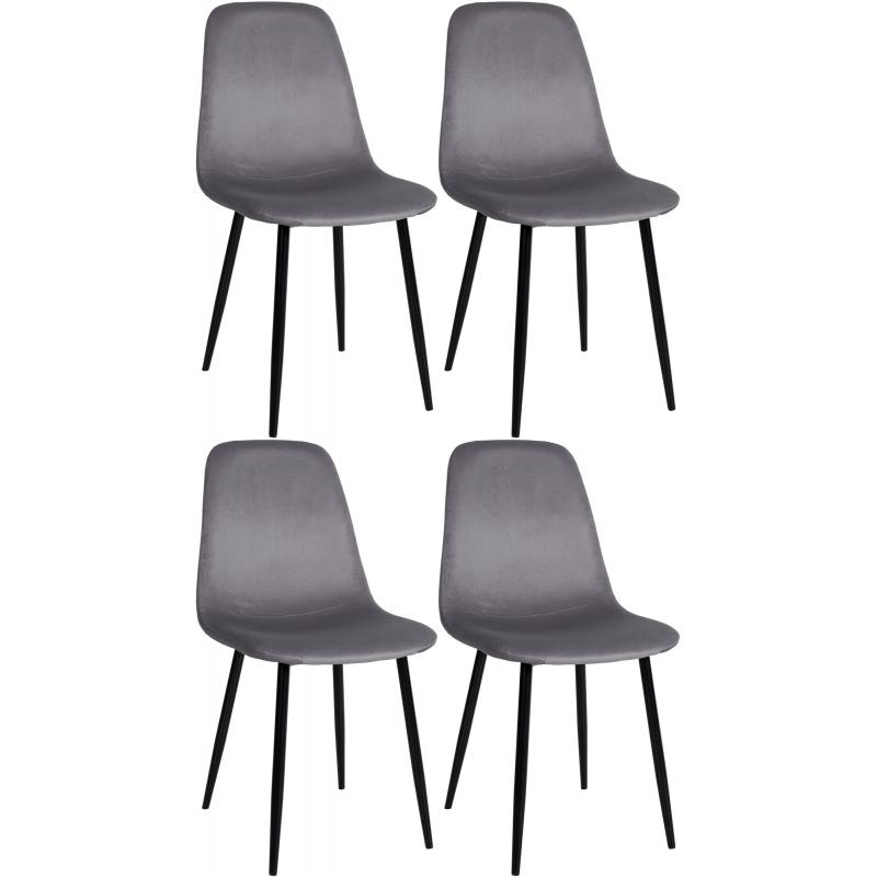 4er Set Esszimmersthle HLO-CP40 Samt ~ dunkelgrau