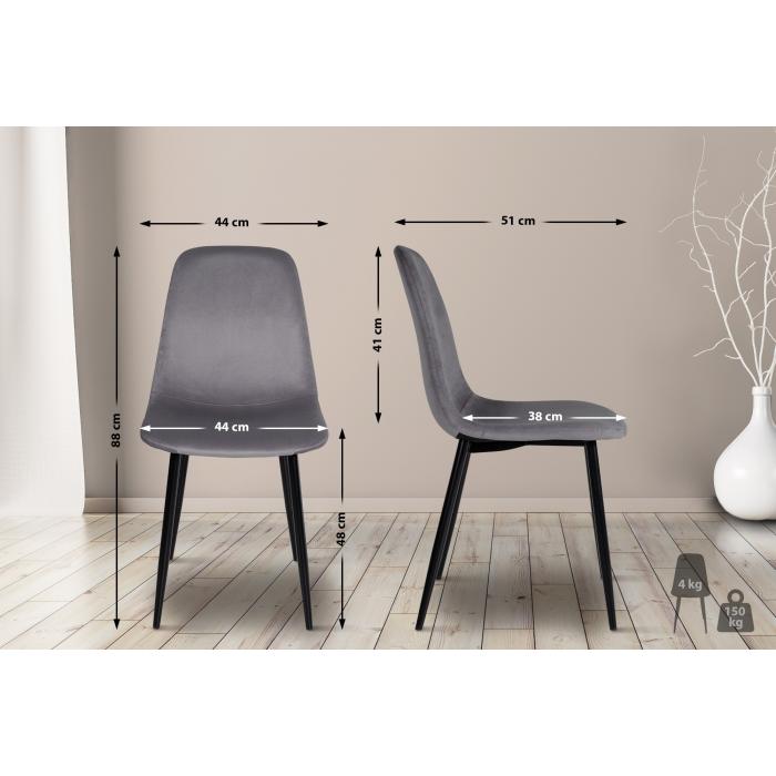 4er Set Esszimmersthle HLO-CP40 Samt ~ dunkelgrau