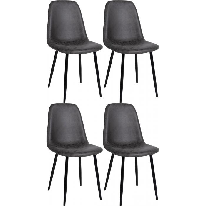 4er Set Esszimmersthle HLO-CP17 Kunstleder ~ dunkelgrau