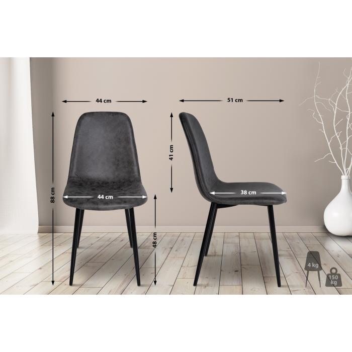 4er Set Esszimmersthle HLO-CP17 Kunstleder ~ dunkelgrau