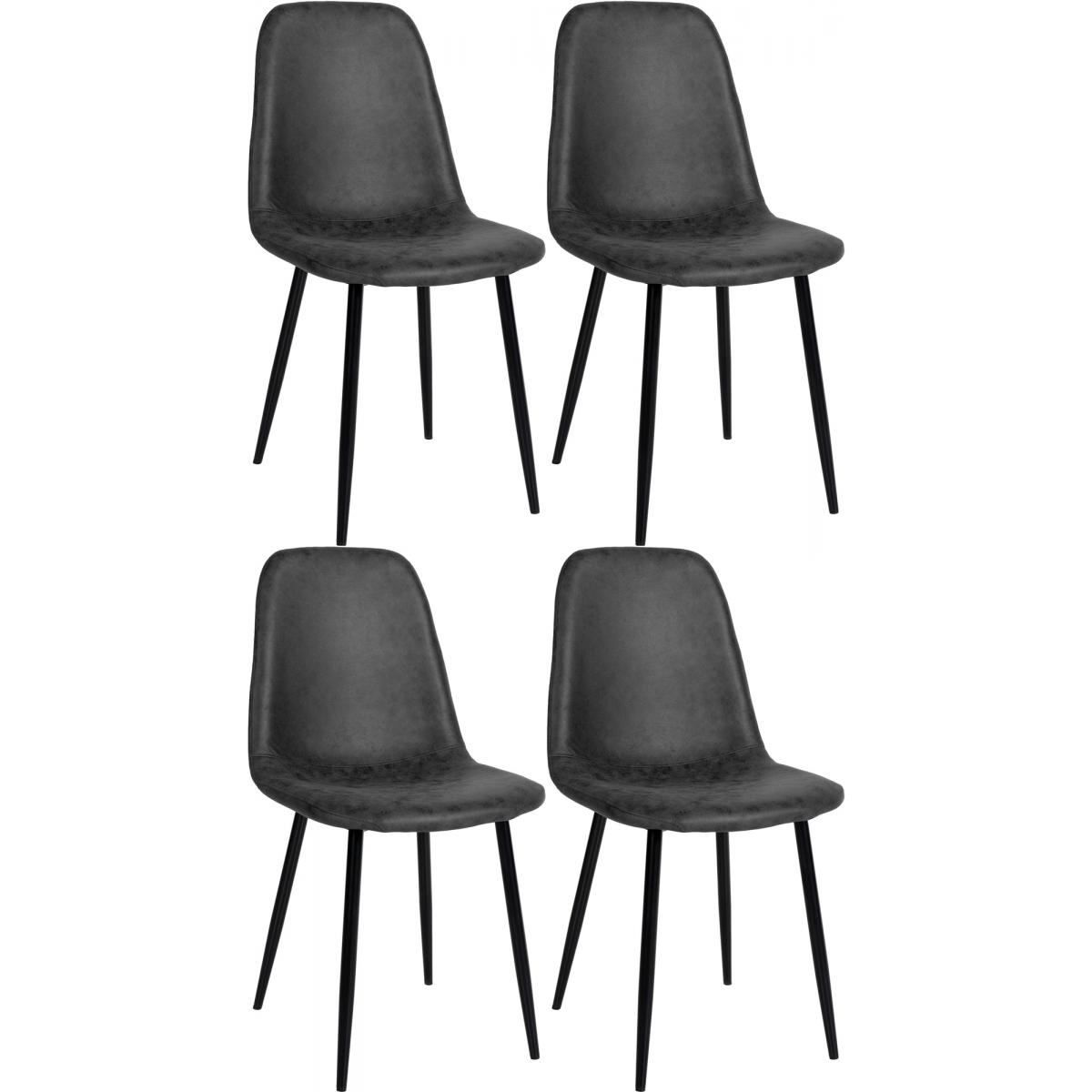 4er Set Esszimmersthle HLO-CP17 Kunstleder ~ schwarz