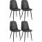 4er Set Esszimmersthle HLO-CP17 Kunstleder ~ schwarz