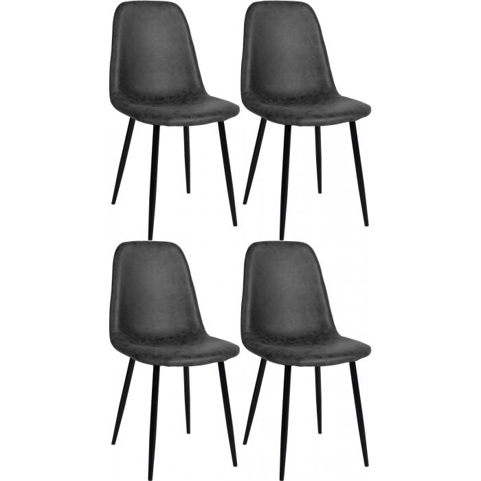 4er Set Esszimmersthle HLO-CP17 Kunstleder ~ schwarz