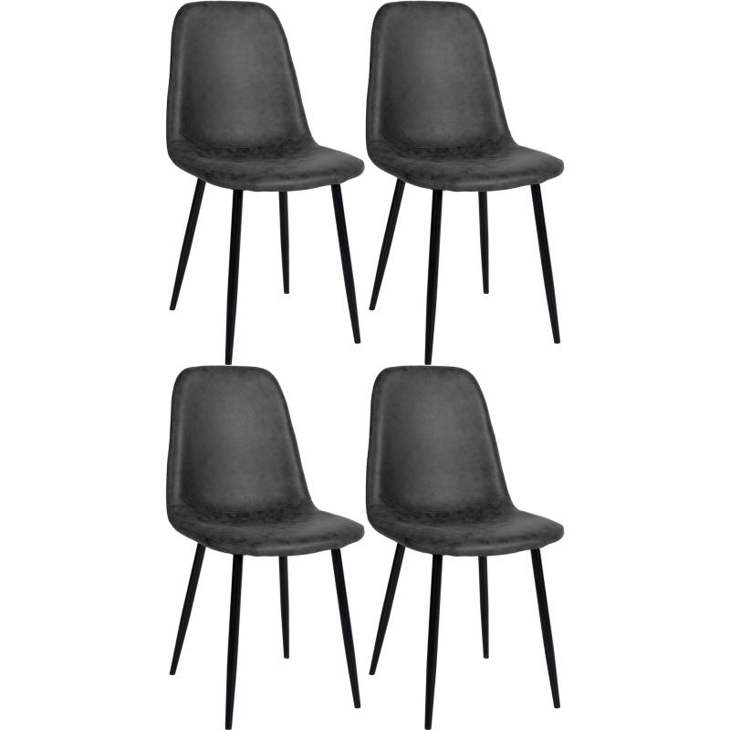 4er Set Esszimmersthle HLO-CP17 Kunstleder ~ schwarz