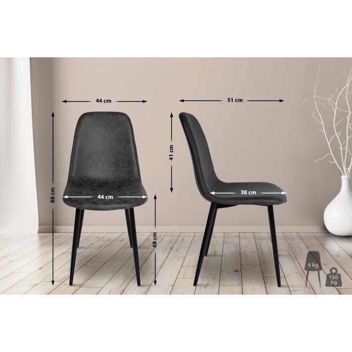 4er Set Esszimmersthle HLO-CP17 Kunstleder ~ schwarz