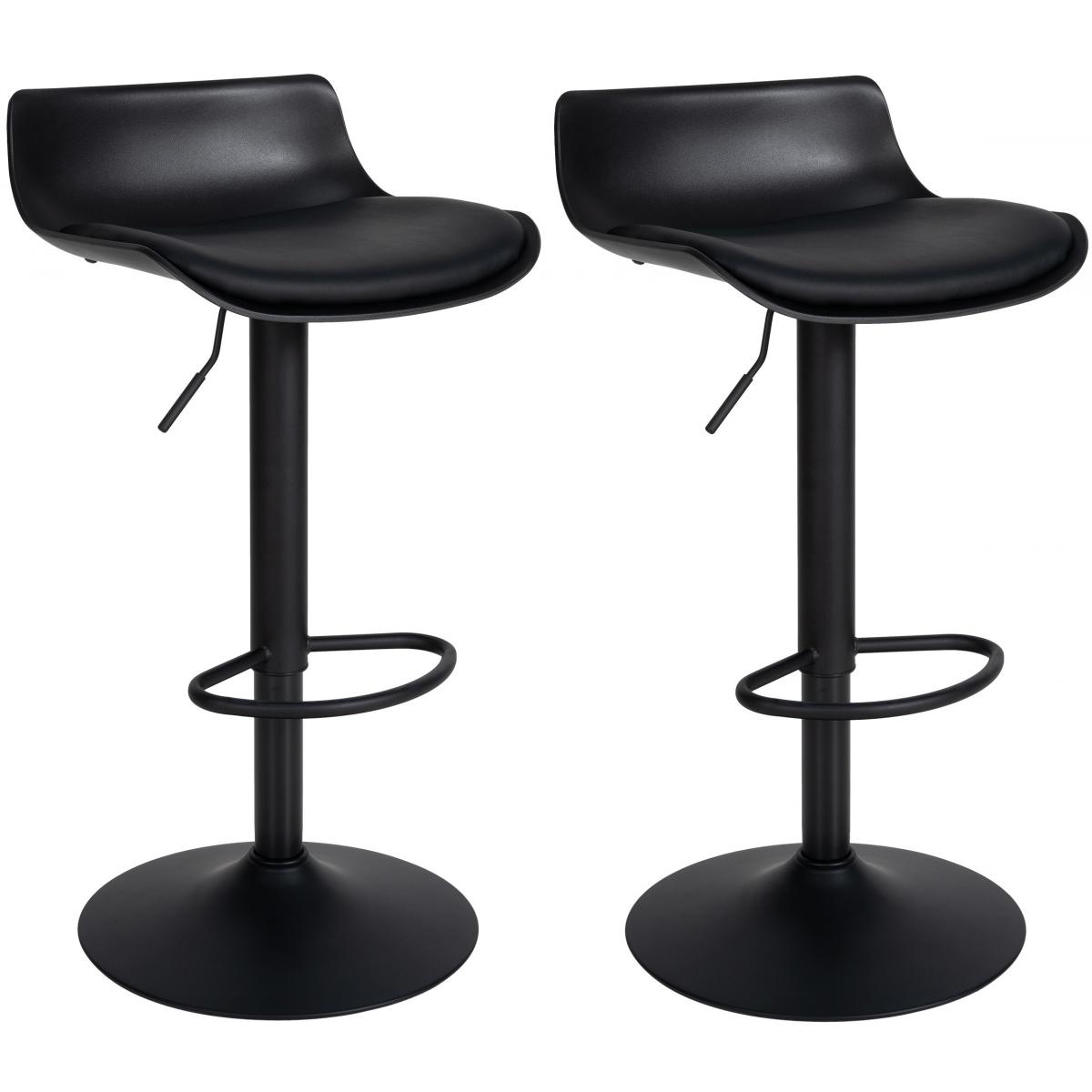 2er Set Barhocker HLO-CP238 Kunstleder ~ schwarz