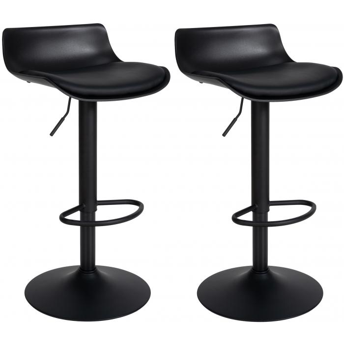 2er Set Barhocker HLO-CP238 Kunstleder ~ schwarz