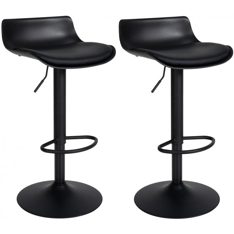 2er Set Barhocker HLO-CP238 Kunstleder ~ schwarz