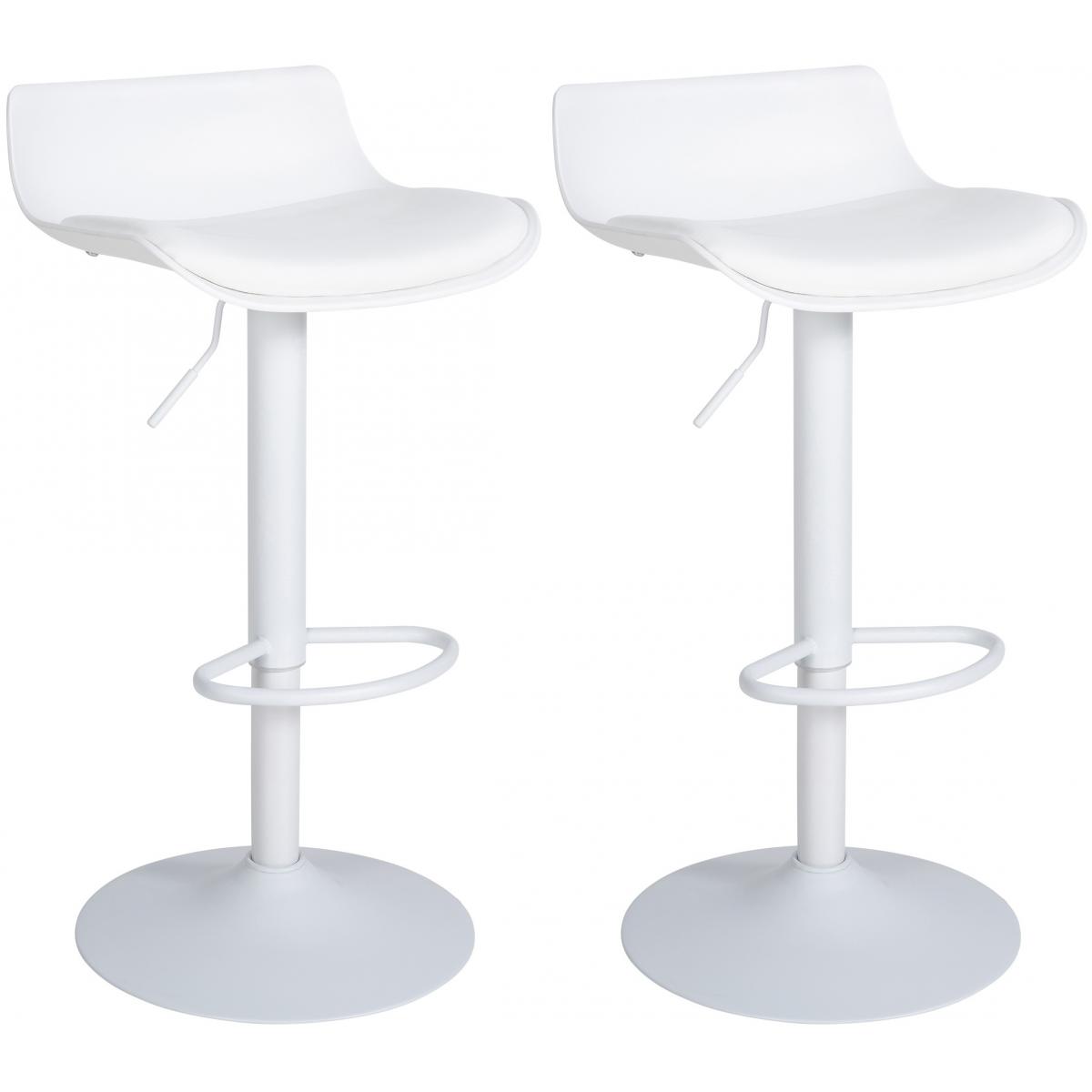 2er Set Barhocker HLO-CP238 Kunstleder ~ wei