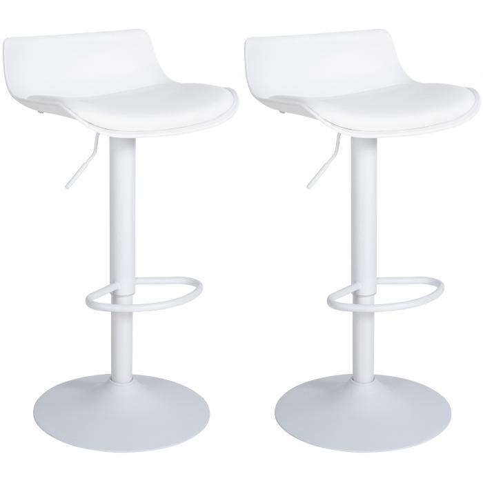2er Set Barhocker HLO-CP238 Kunstleder ~ wei