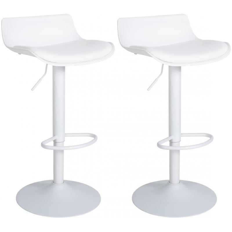 2er Set Barhocker HLO-CP238 Kunstleder ~ wei