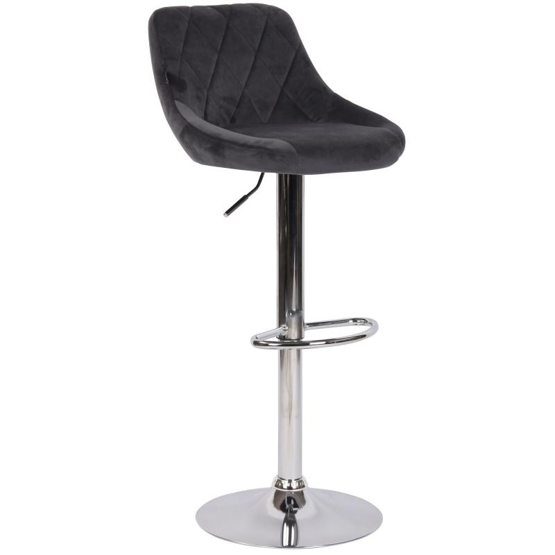 Barhocker HLO-CP268 Samt chrom ~ dunkelgrau