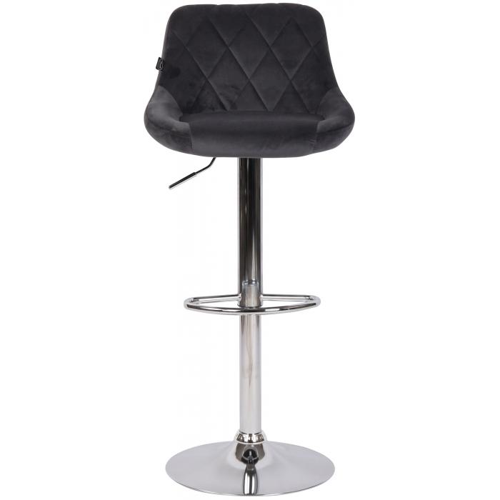 Barhocker HLO-CP268 Samt chrom ~ dunkelgrau