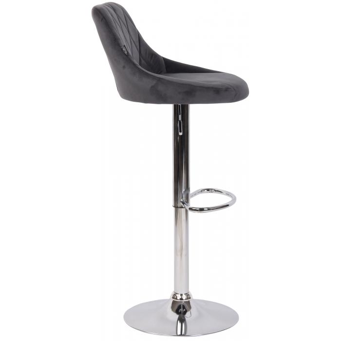 Barhocker HLO-CP268 Samt chrom ~ dunkelgrau