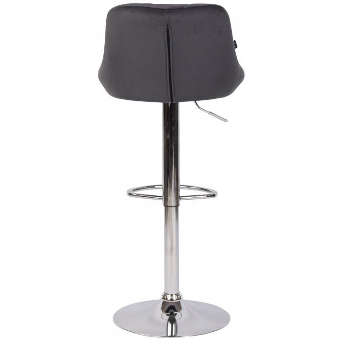 Barhocker HLO-CP268 Samt chrom ~ dunkelgrau