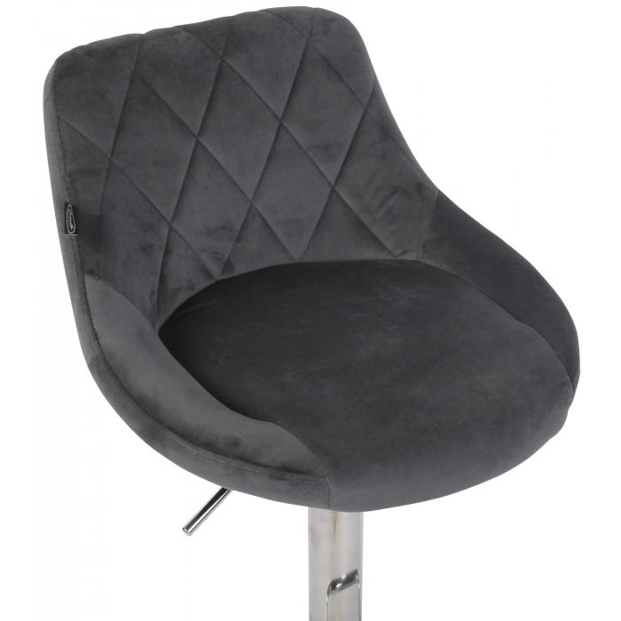 Barhocker HLO-CP268 Samt chrom ~ dunkelgrau