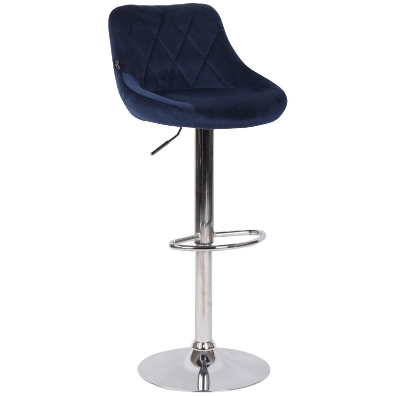 Barhocker HLO-CP268 Samt chrom ~ blau
