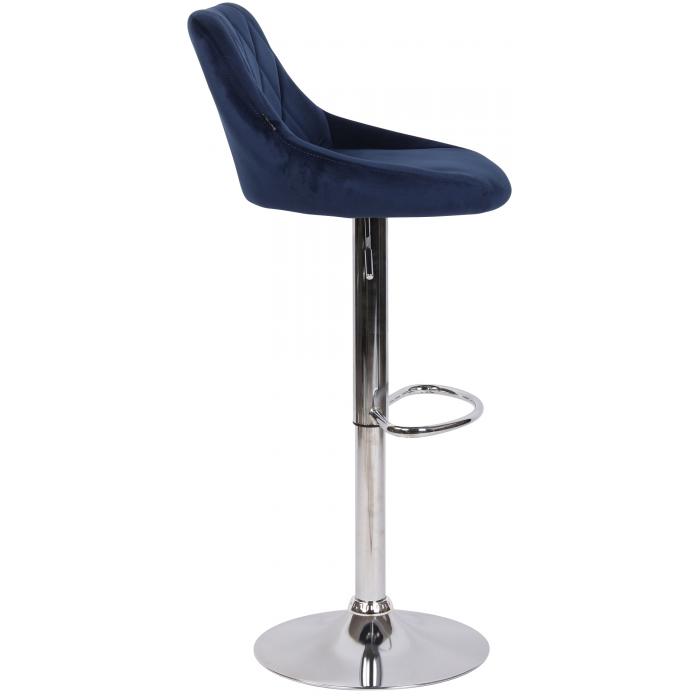 Barhocker HLO-CP268 Samt chrom ~ blau