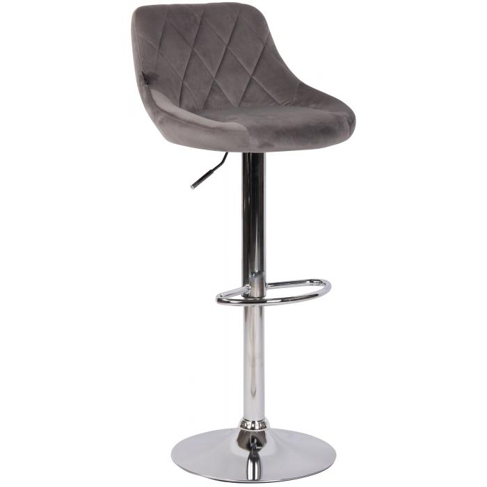 Barhocker HLO-CP268 Samt chrom ~ grau