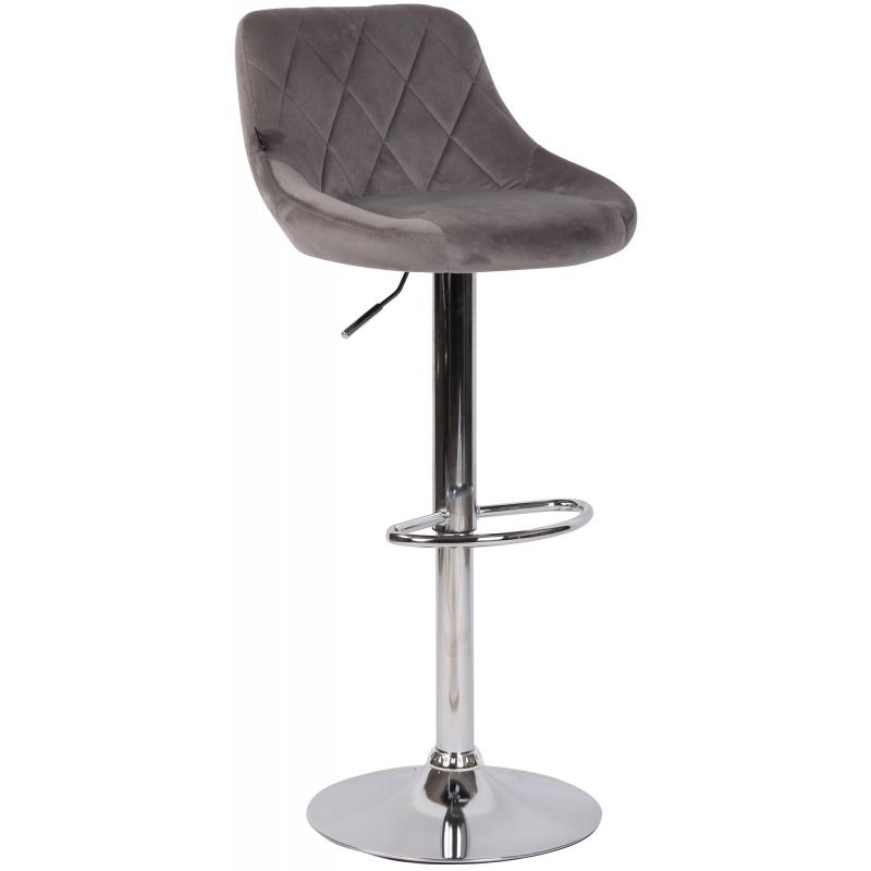 Barhocker HLO-CP268 Samt chrom ~ grau