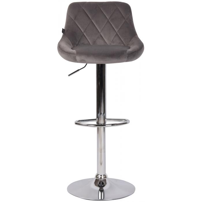 Barhocker HLO-CP268 Samt chrom ~ grau