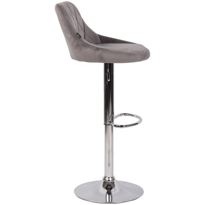 Barhocker HLO-CP268 Samt chrom ~ grau