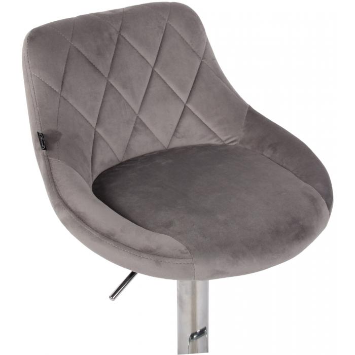 Barhocker HLO-CP268 Samt chrom ~ grau