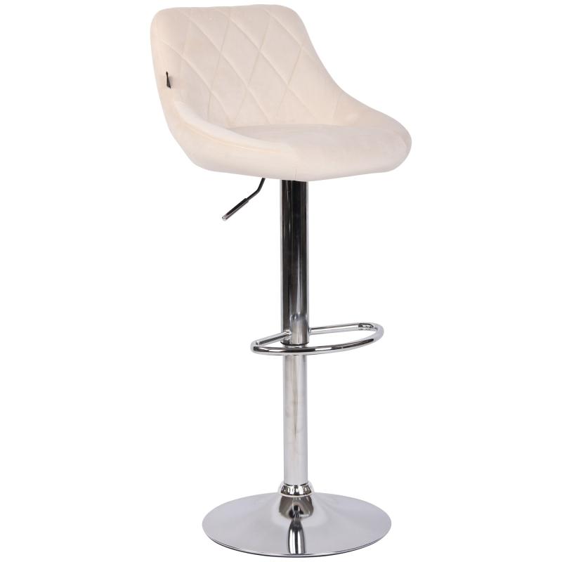 Barhocker HLO-CP268 Samt chrom ~ creme