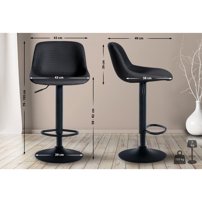 Barhocker HLO-CP272 Kunstleder ~ schwarz