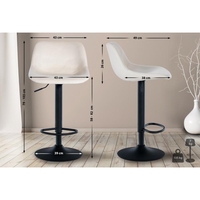 Barhocker HLO-CP273 Samt ~ creme