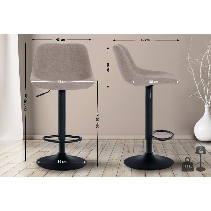 Barhocker HLO-CP274 Stoff ~ taupe