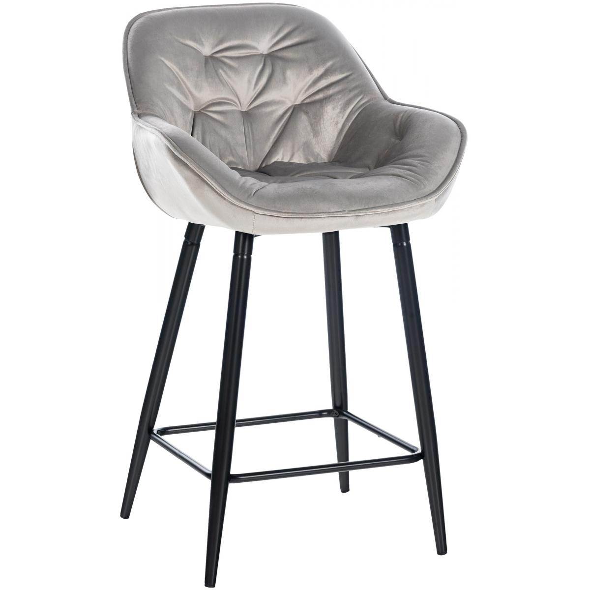 Barhocker HLO-CP261 Samt ~ grau