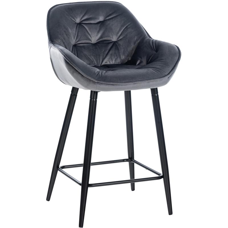 Barhocker HLO-CP261 Samt ~ dunkelgrau