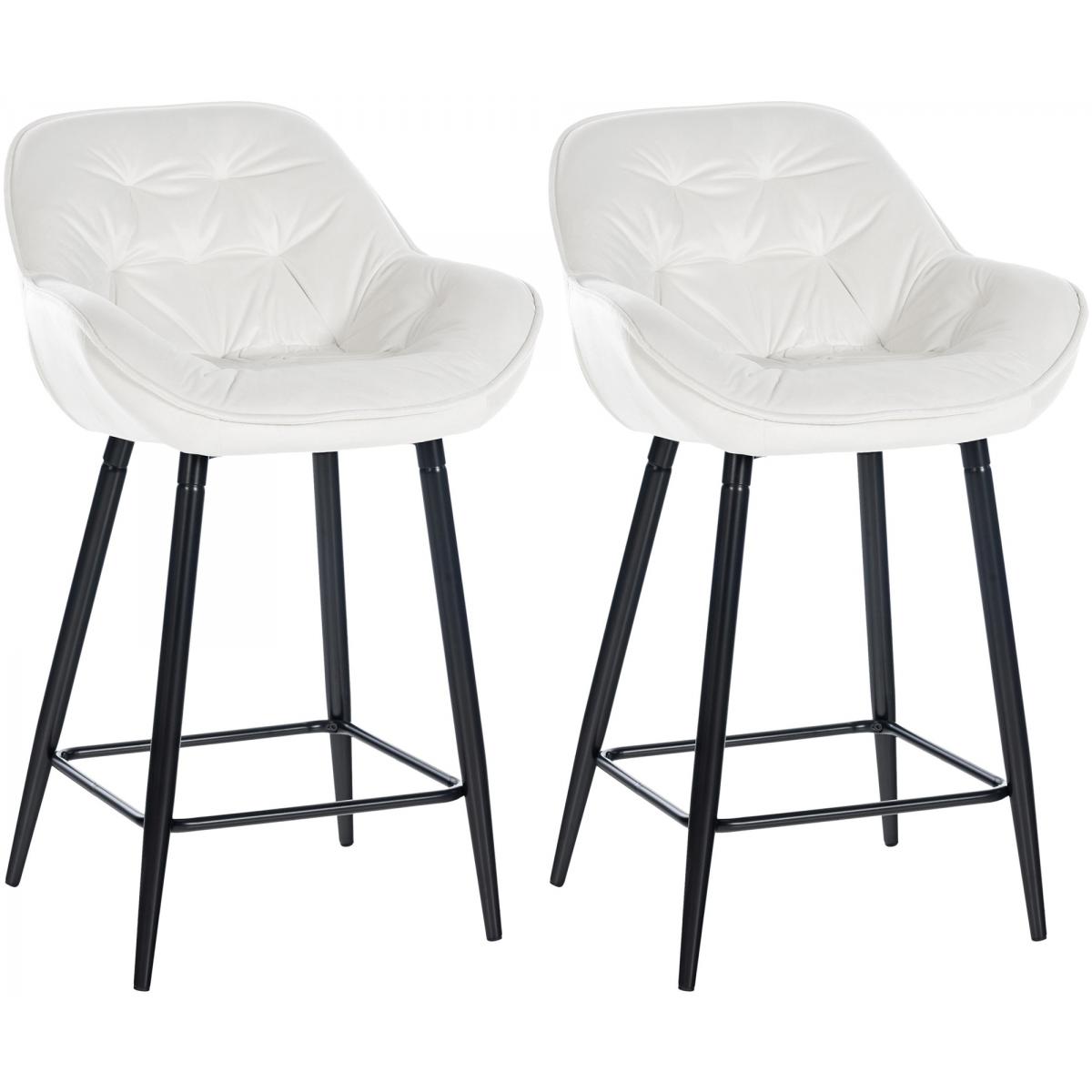 2er Set Barhocker HLO-CP261 Samt ~ cremewei