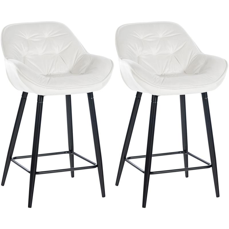 2er Set Barhocker HLO-CP261 Samt ~ cremewei