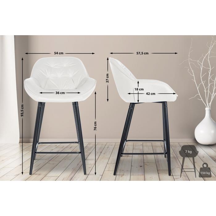 2er Set Barhocker HLO-CP261 Samt ~ cremewei