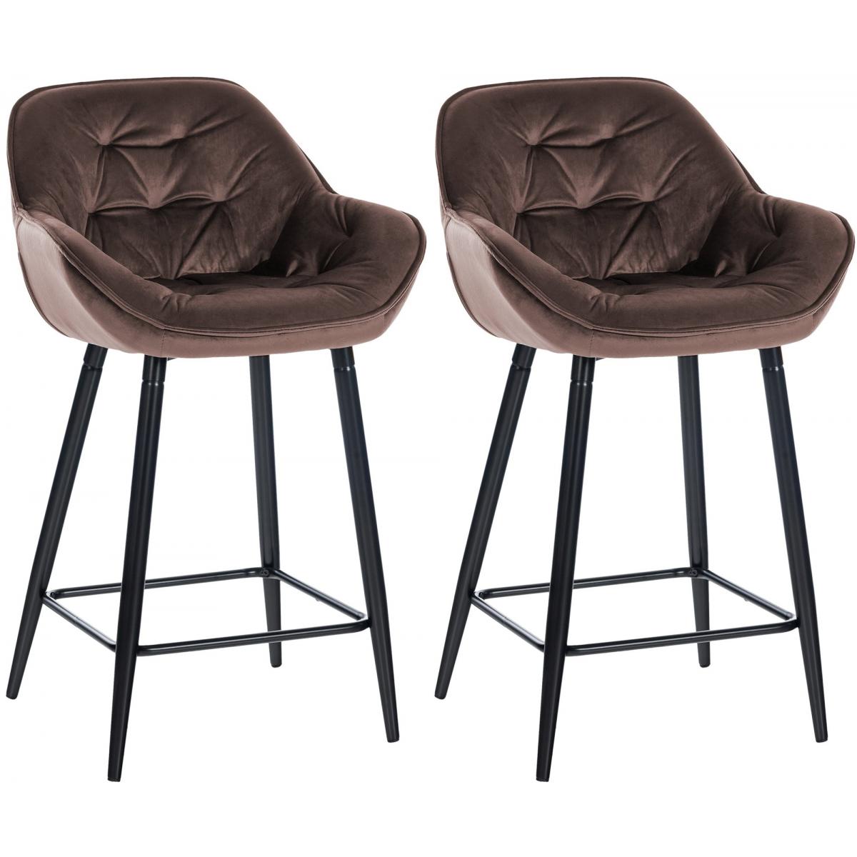 2er Set Barhocker HLO-CP261 Samt ~ braun