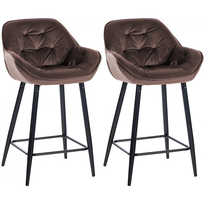 2er Set Barhocker HLO-CP261 Samt ~ braun
