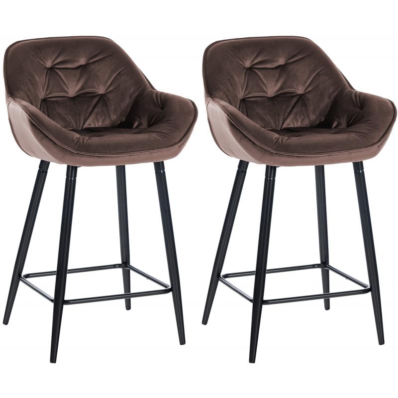 2er Set Barhocker HLO-CP261 Samt ~ braun