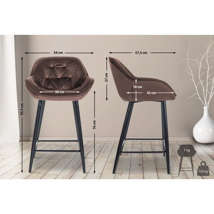 2er Set Barhocker HLO-CP261 Samt ~ braun