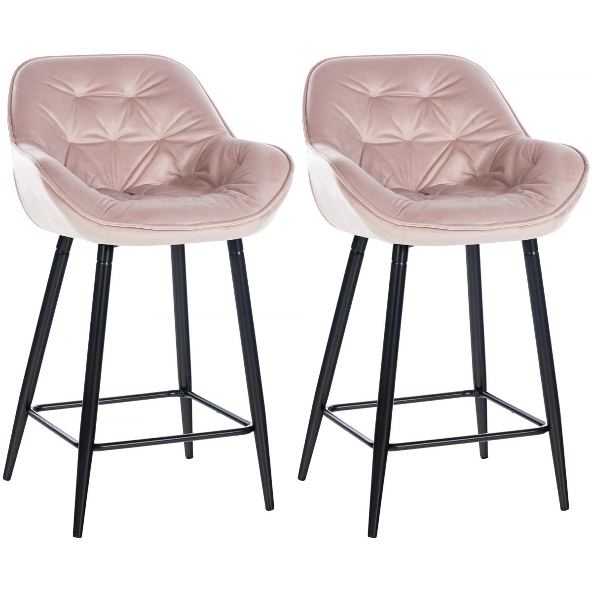 2er Set Barhocker HLO-CP261 Samt ~ pink