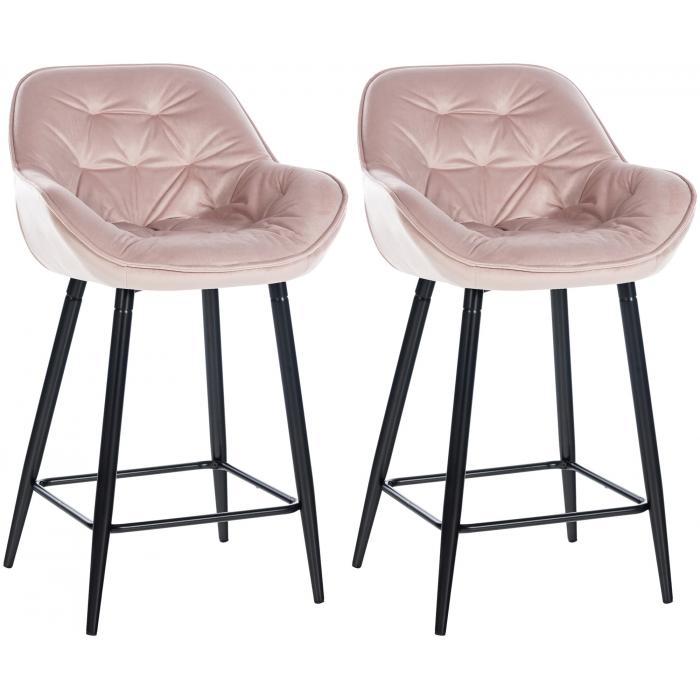 2er Set Barhocker HLO-CP261 Samt ~ pink