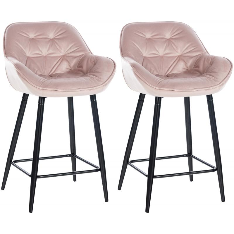 2er Set Barhocker HLO-CP261 Samt ~ pink