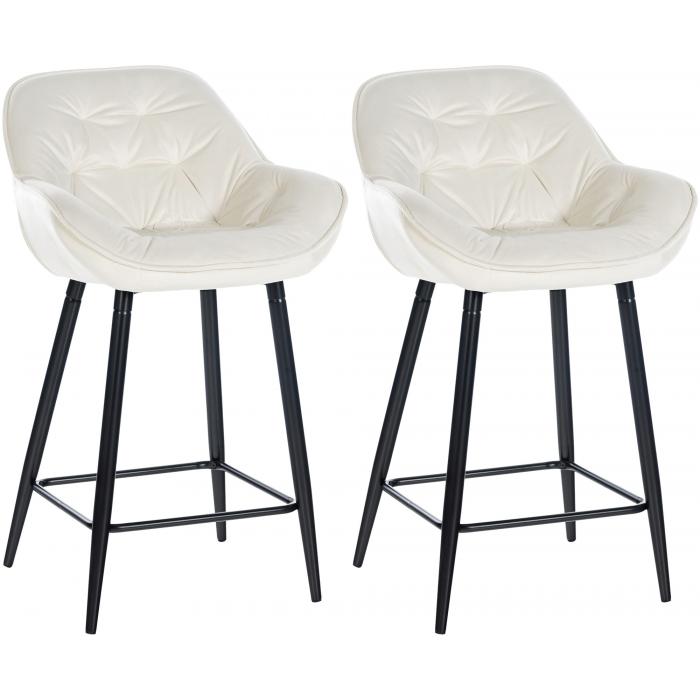2er Set Barhocker HLO-CP261 Samt ~ creme