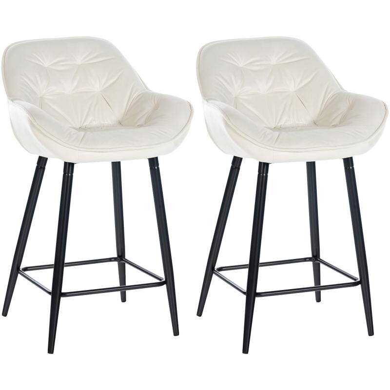 2er Set Barhocker HLO-CP261 Samt ~ creme