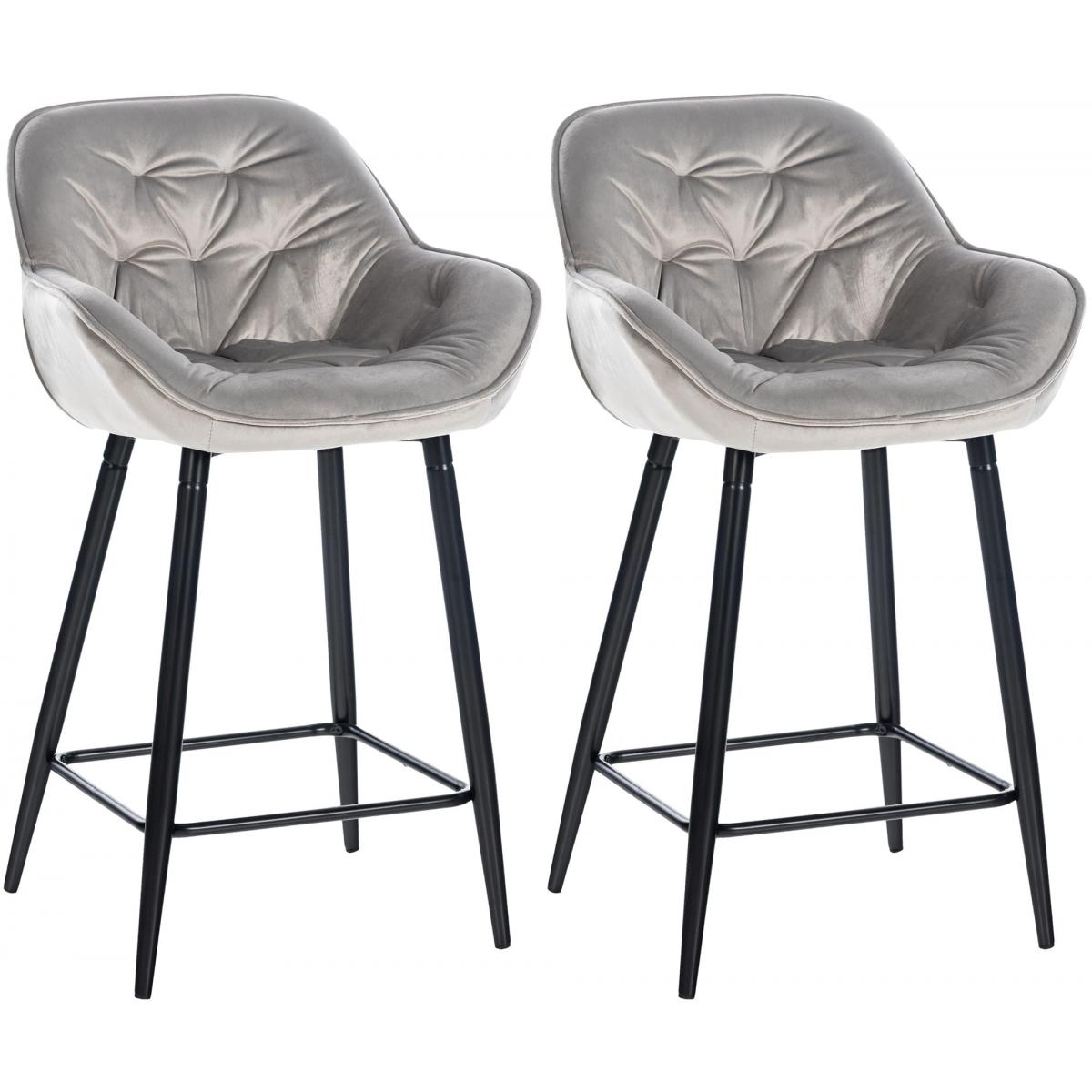 2er Set Barhocker HLO-CP261 Samt ~ grau